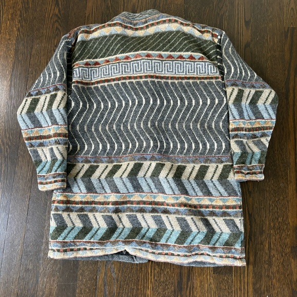 Vtg Icelandic Design Sweater Jacket Wool Nordic Button Up Jacket Large L - Picture 5 of 5